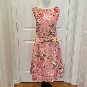 TAHARI Floral Retro Mad Men Inspired Dress. STUNNING Sz 16. Worn Once! 🩷🧡🤍🩷